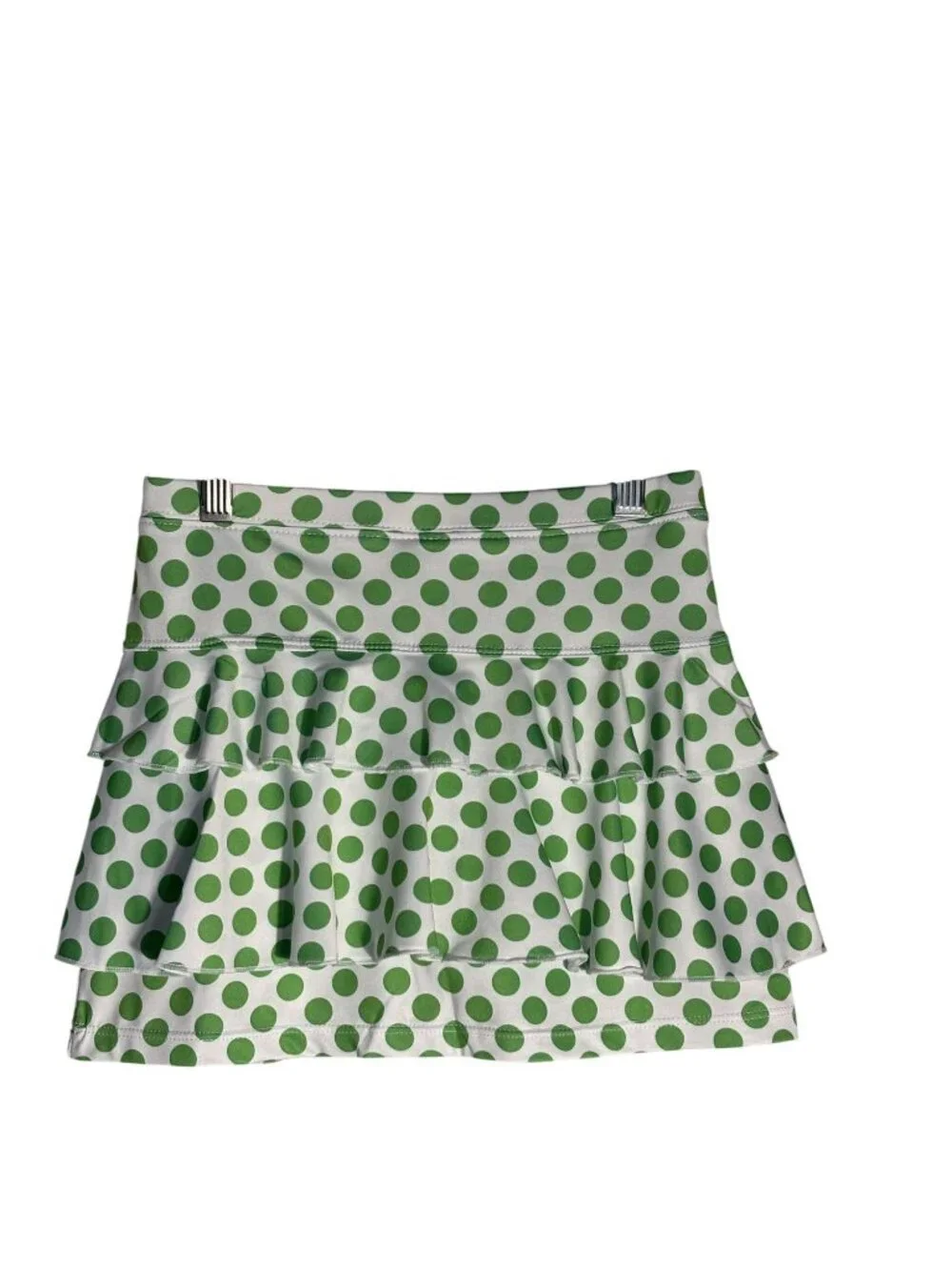 Green Polka Dot Ruffle Skort & Sleeveless Collared Top Tennis Set - Youth Medium - Picture 4 of 14